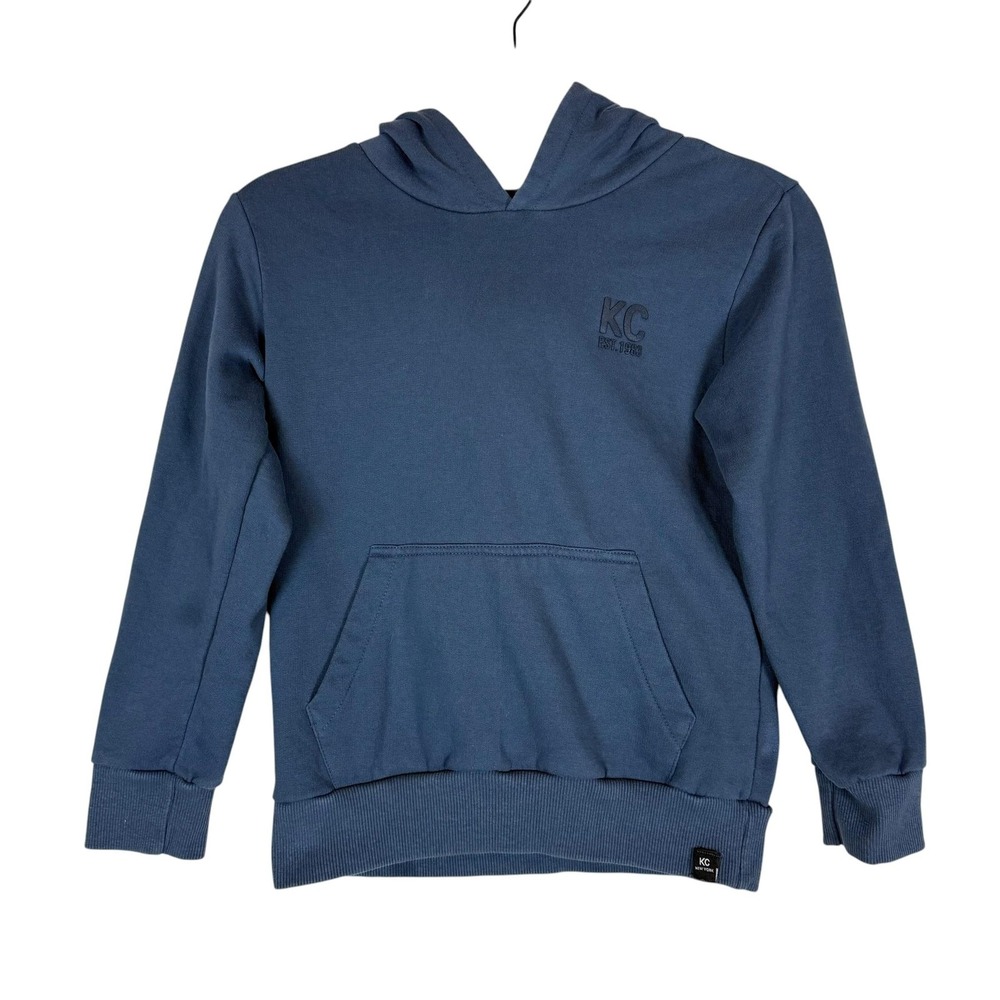 Kenneth Cole New York Hoodie Sweatshirt Kids 8 Blue Pullover Fleece Kangaroo